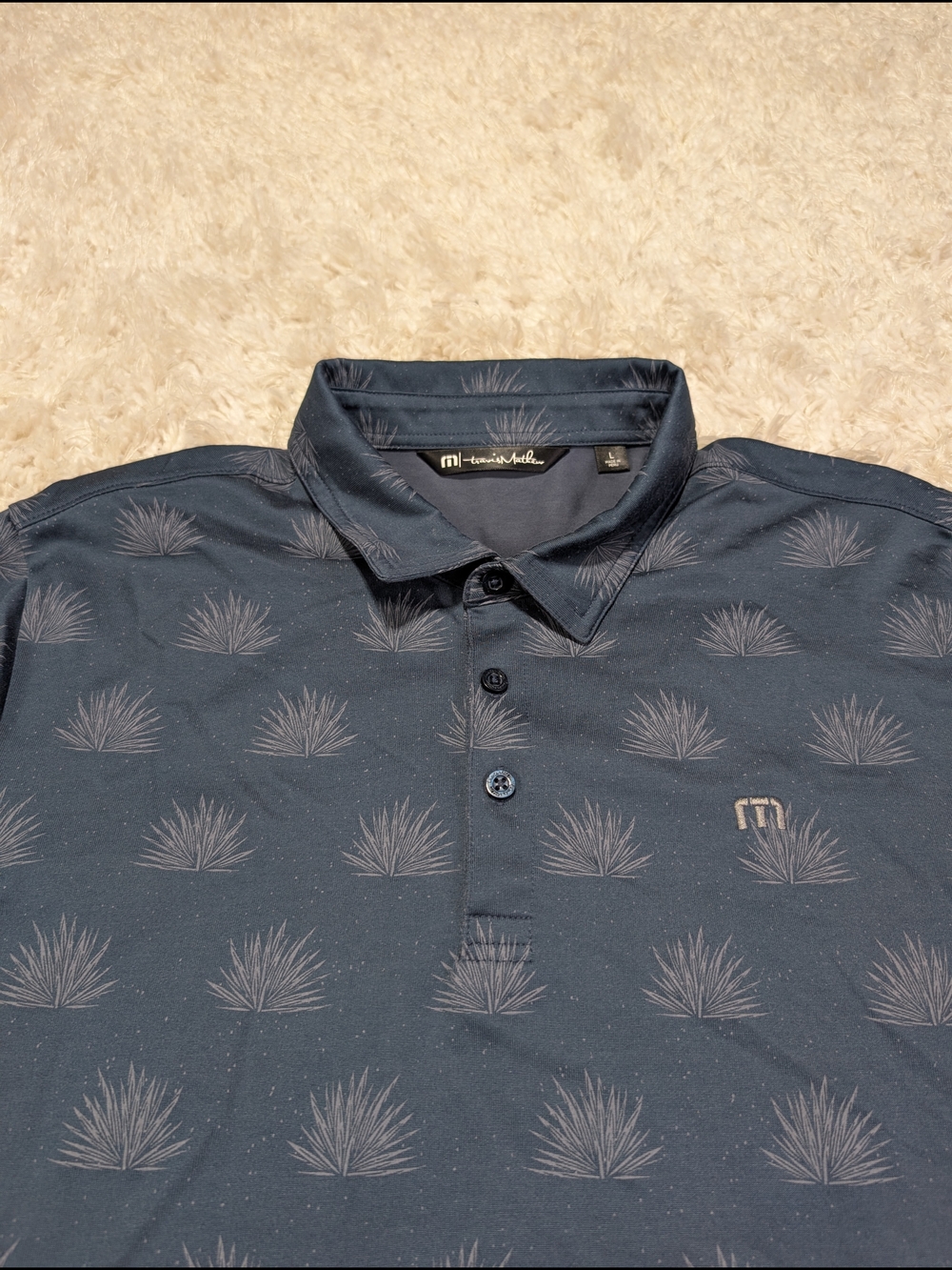 Travis Mathew Men's Navy Printed Polo Shirt